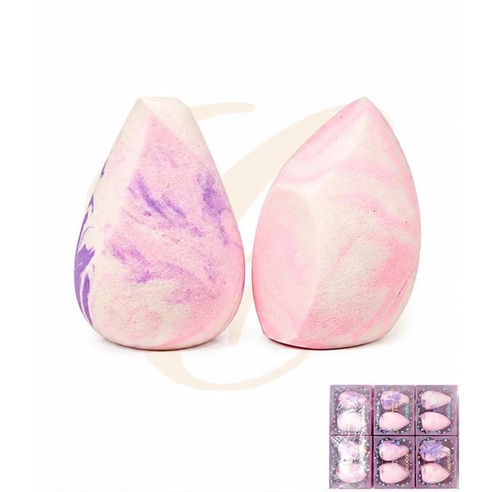 2-Piece Marble Swirl Beauty Blender Set (6 Sets) | Soft Precision Cut Makeup Sponge Duo Box Set (LCS-0887)