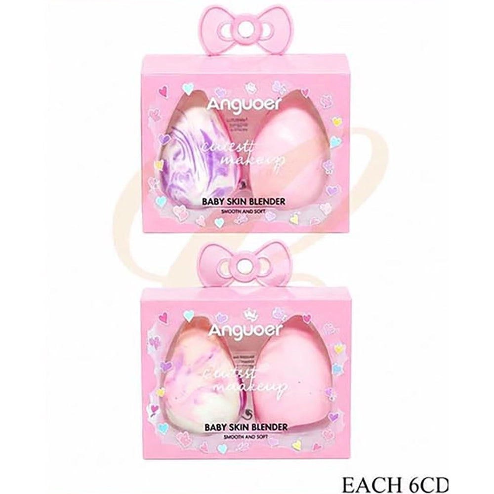 2-Piece Marble Swirl Beauty Blender Set (6 Sets) | Soft Precision Cut Makeup Sponge Duo Box Set (LCS-0887)