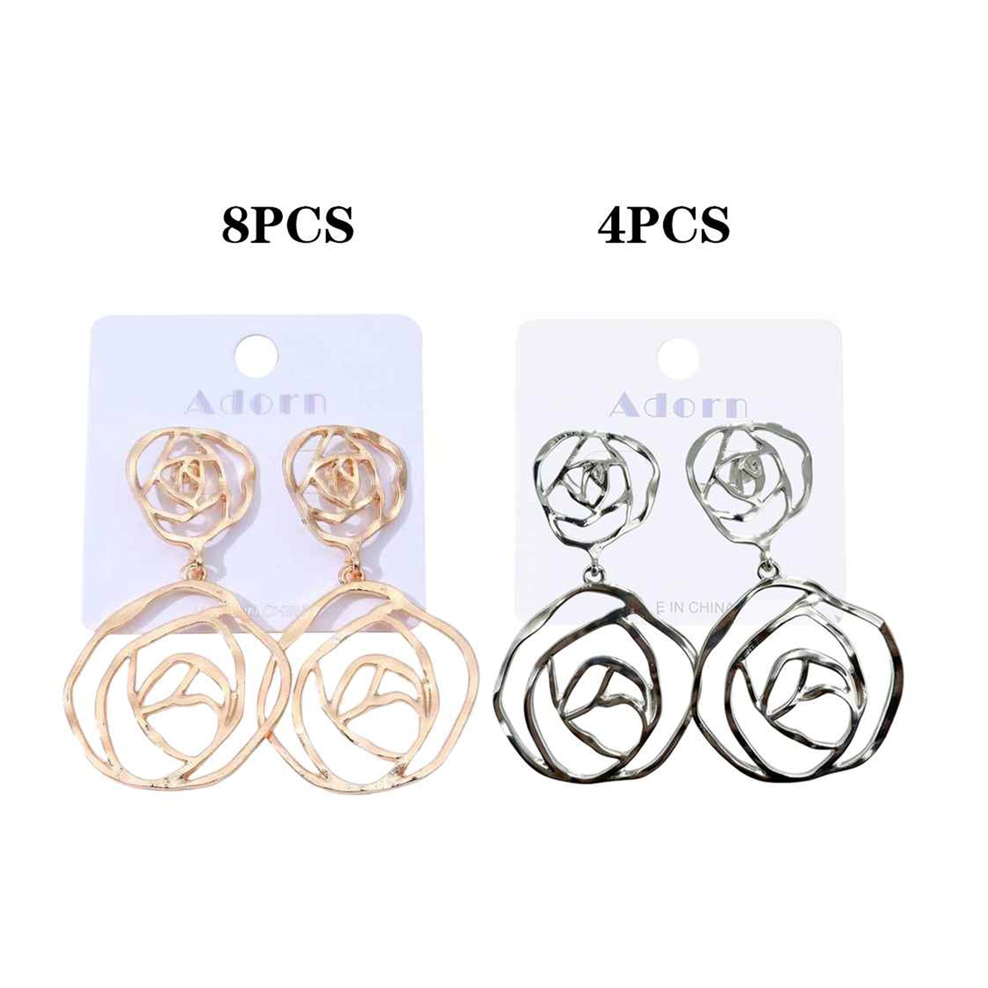 Elegant Hollow Rose Drop Earrings | Floral Statement Jewelry (LER16)