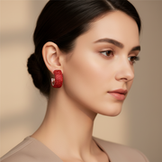 Chunky Red Rhinestone Hoop Earrings – 2.5cm Full Crystal Pave Statement Hoops (LER47A)
