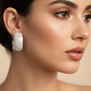 Chunky Silver Rhinestone Hoop Earrings – 2.5cm Full Crystal Pave Statement Hoops (LER47C)