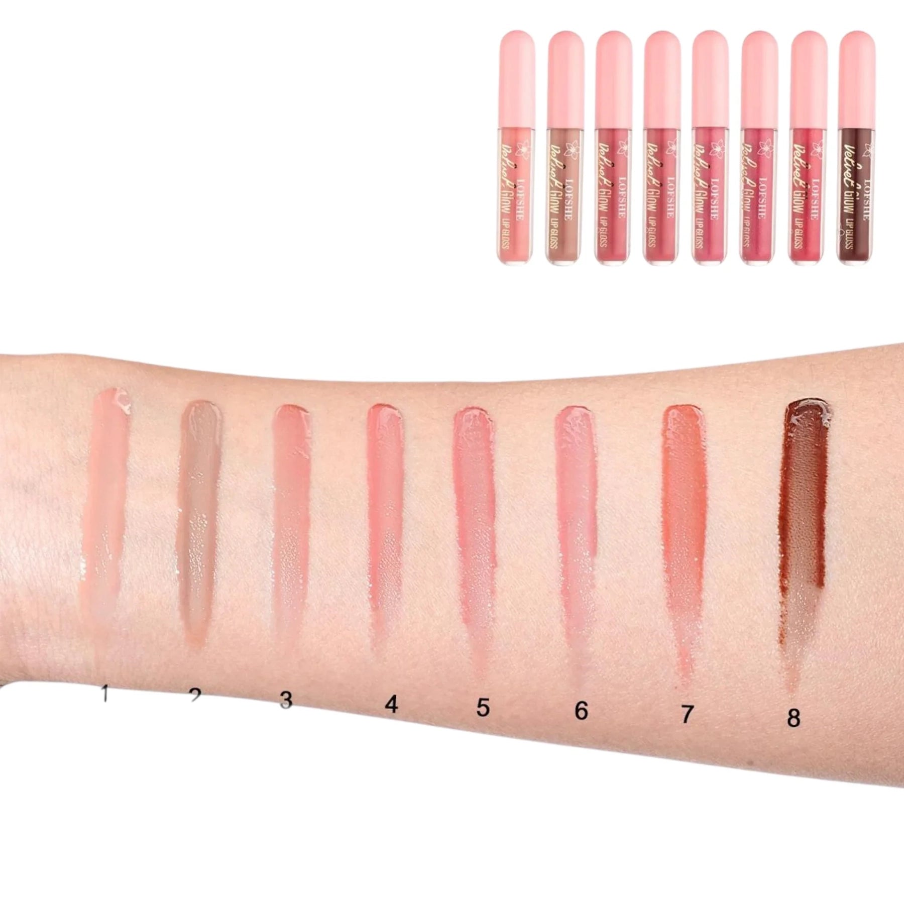 LOFSHE Velvet Glow Lip Gloss | Creamy Silky Finish (48-Piece Display Set)