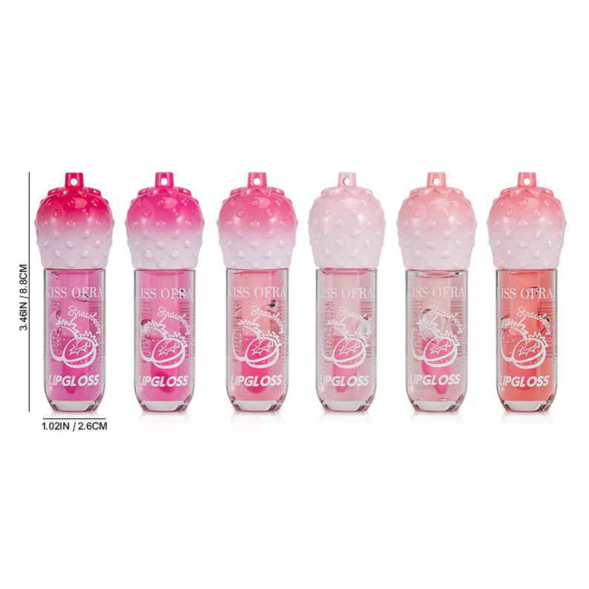 Strawberry Lip Gloss Set – 24pc Bulk Display Box, High-Shine Hydrating Lip Care, Fruit Scented Tinted Lip Oil (LG07)