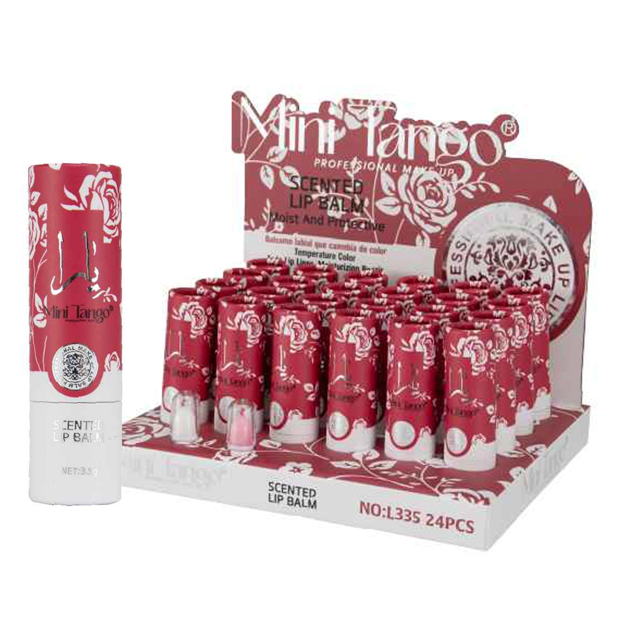 Mini Tango Scented Lip Balm Display Set – 24-Piece Temperature Color-Changing & Moisturizing Lip Balm Bulk Pack (LG15)