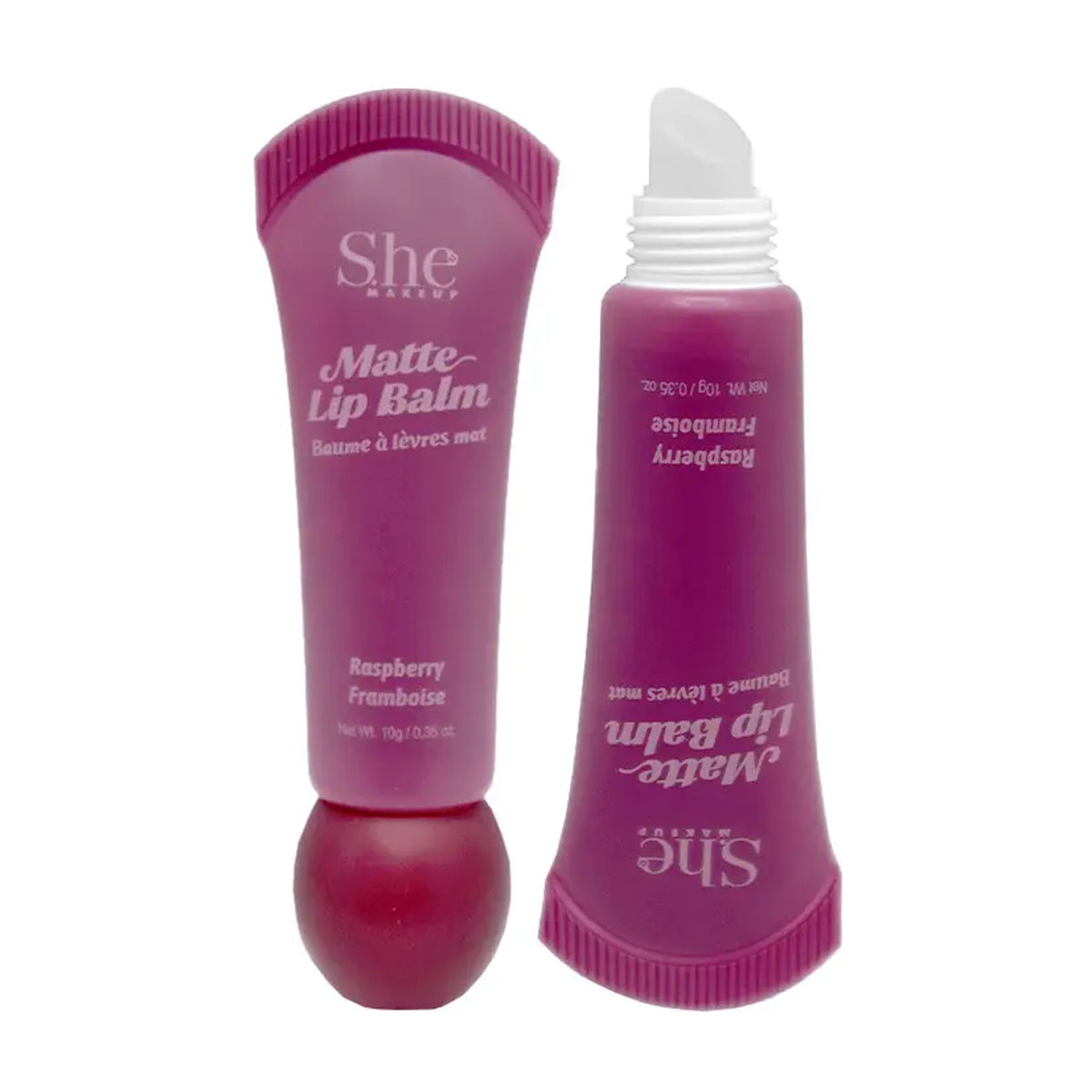 S.he Makeup Matte Lip Balm Wholesale Set – Hydrating Nude & Berry Matte Lip Tint Tubes (36-Pieces)