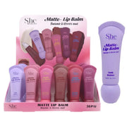 S.he Makeup Matte Lip Balm Wholesale Set – Hydrating Nude & Berry Matte Lip Tint Tubes (36-Pieces)