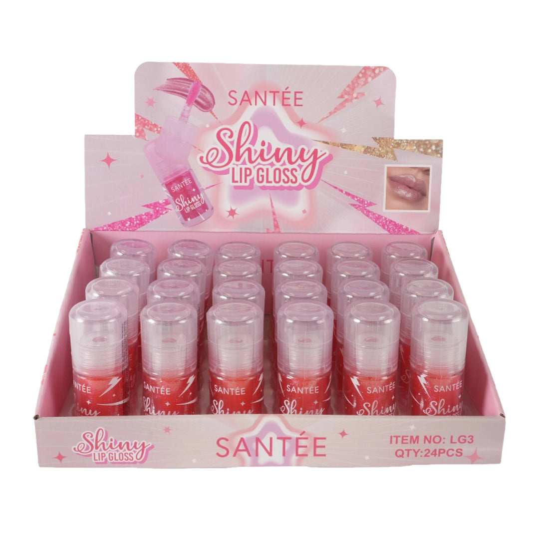 Santée Shiny Lip Gloss Wholesale Display Box – Bulk Makeup Set, High-Shine Glitter Lip Gloss for Retail