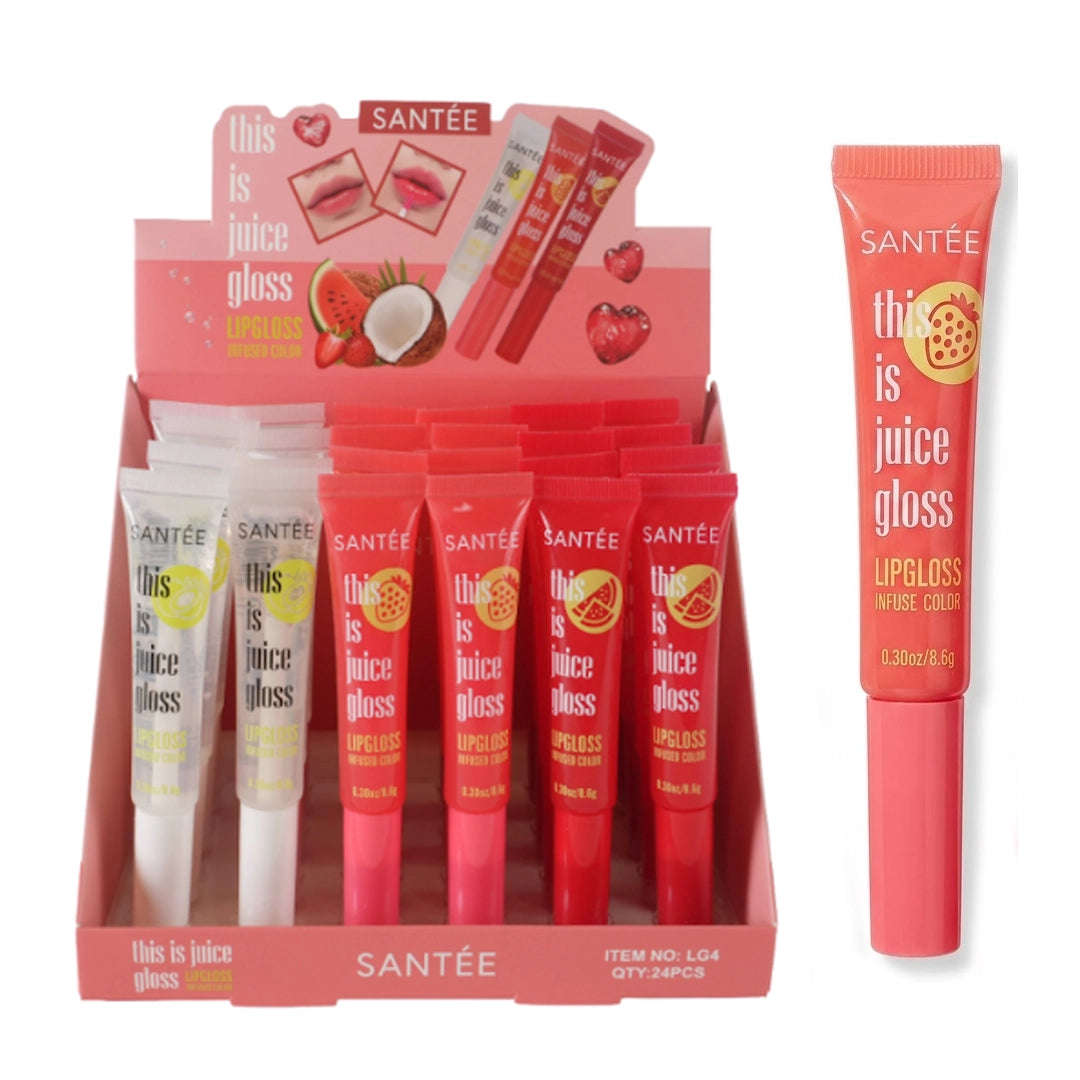 Santee "This Is Juice Gloss" Infused Color Lip Gloss Bulk Display Set 24pc