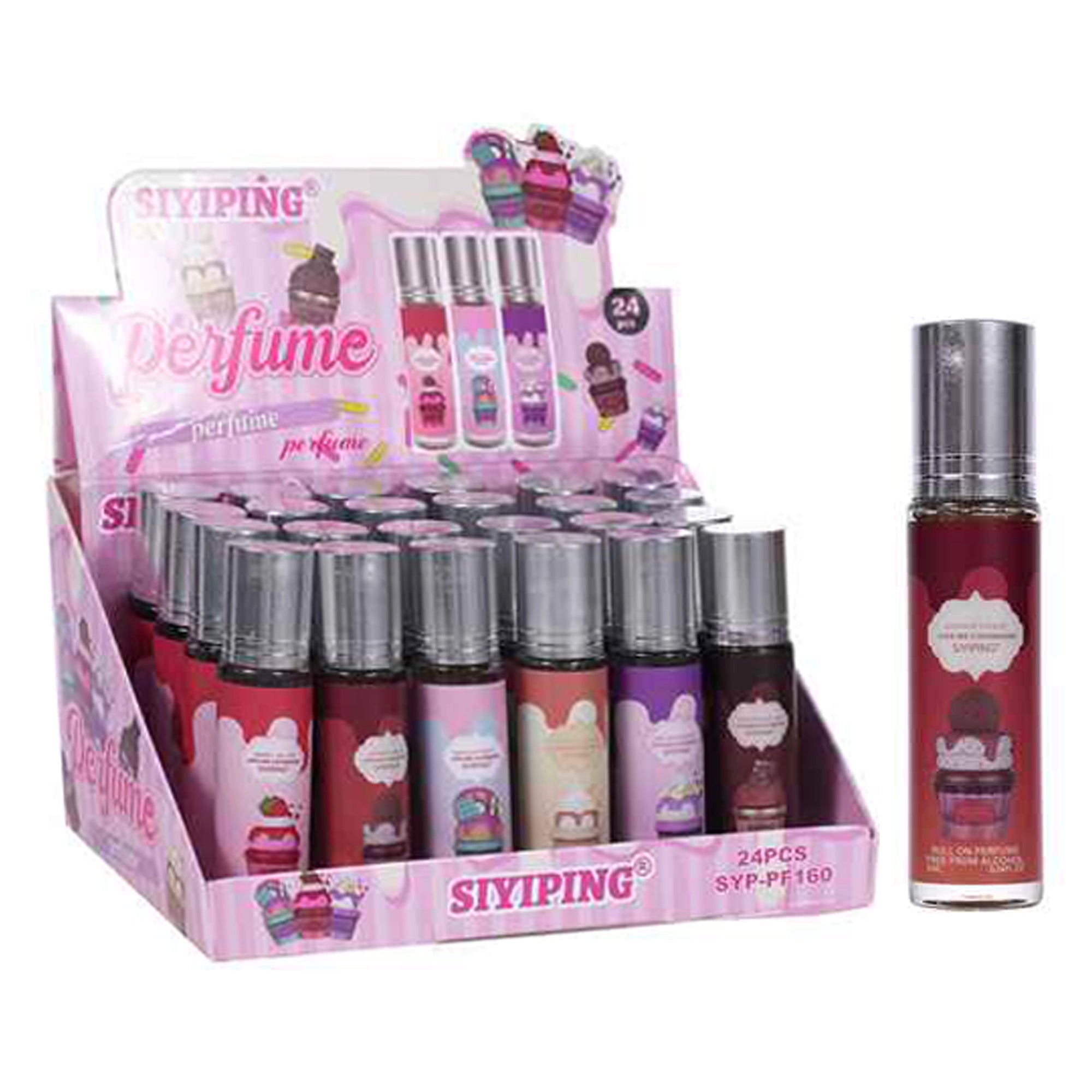 Ice Cream Roll-On Perfume Bulk Set – 24-Piece Display Box, Sweet Fruit & Dessert Scents, Travel-Size Alcohol-Free Fragrance Oil for Girls & Teens (LG41)