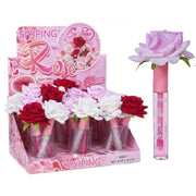 Rose Flower Lip Gloss Set – Long-Lasting Shiny Clear Lip Gloss, Cute Floral Lip Makeup for Girls, Party Favors, and Gift Displays (LG42)
