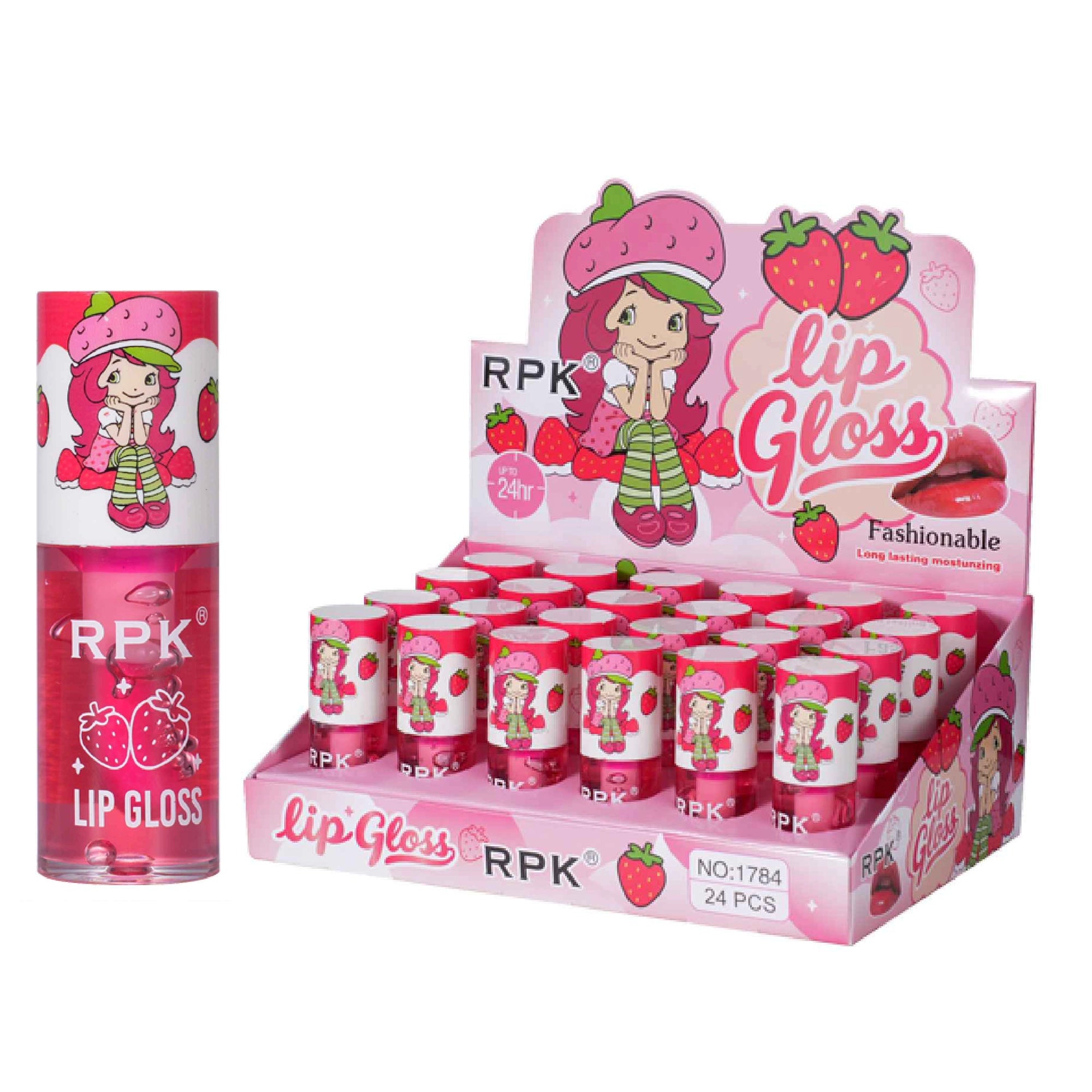 Strawberry Scented Lip Gloss Bulk Set - 24-Piece Display Box, Long-Lasting & Moisturizing Lip Oil for Kids, Teens, and Party Favors (LG45)