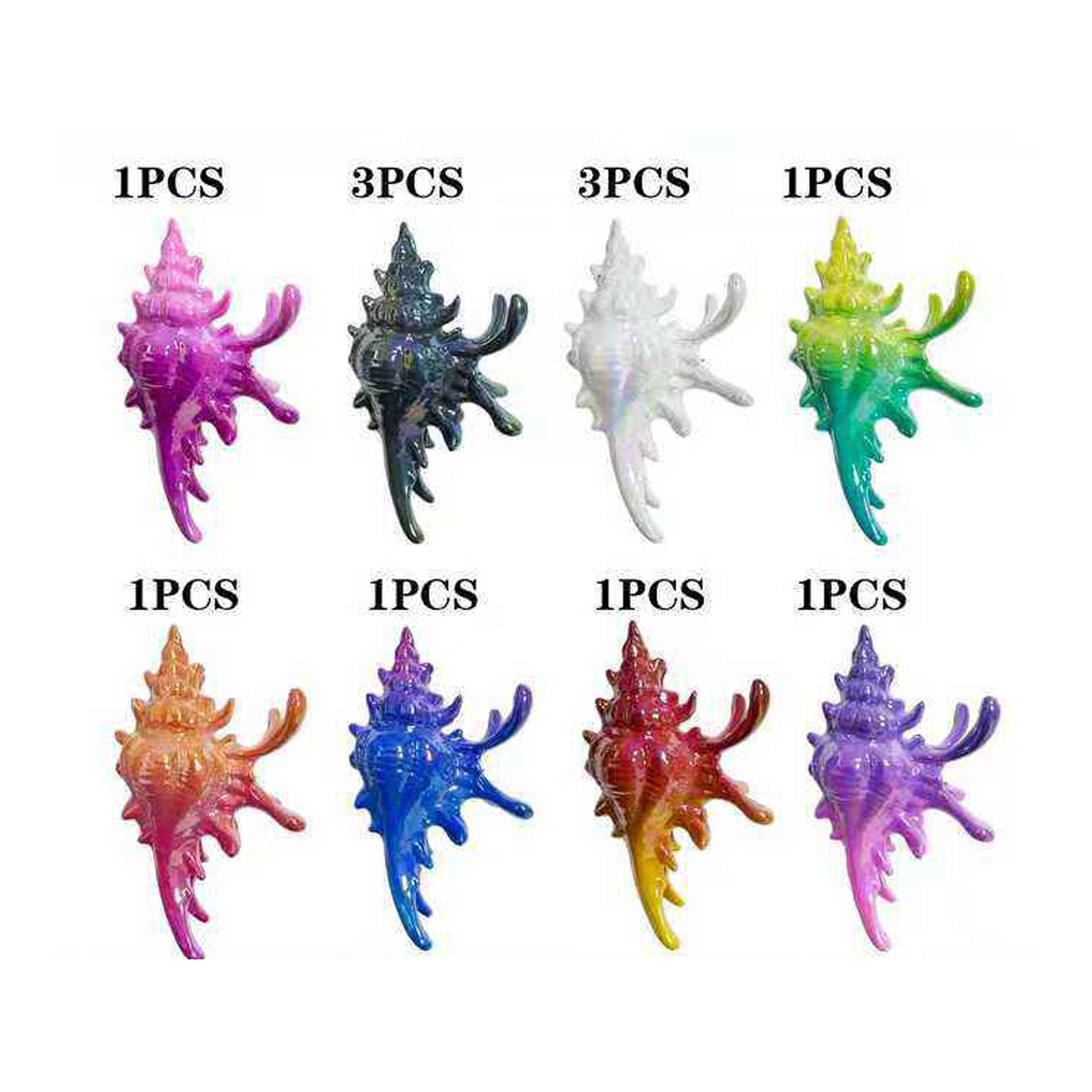 13cm Iridescent Seashell Claw Clip - 12-Piece Assorted Mermaid Sea Shell Hair Jaw Clips Bulk Set (LHC11BC)