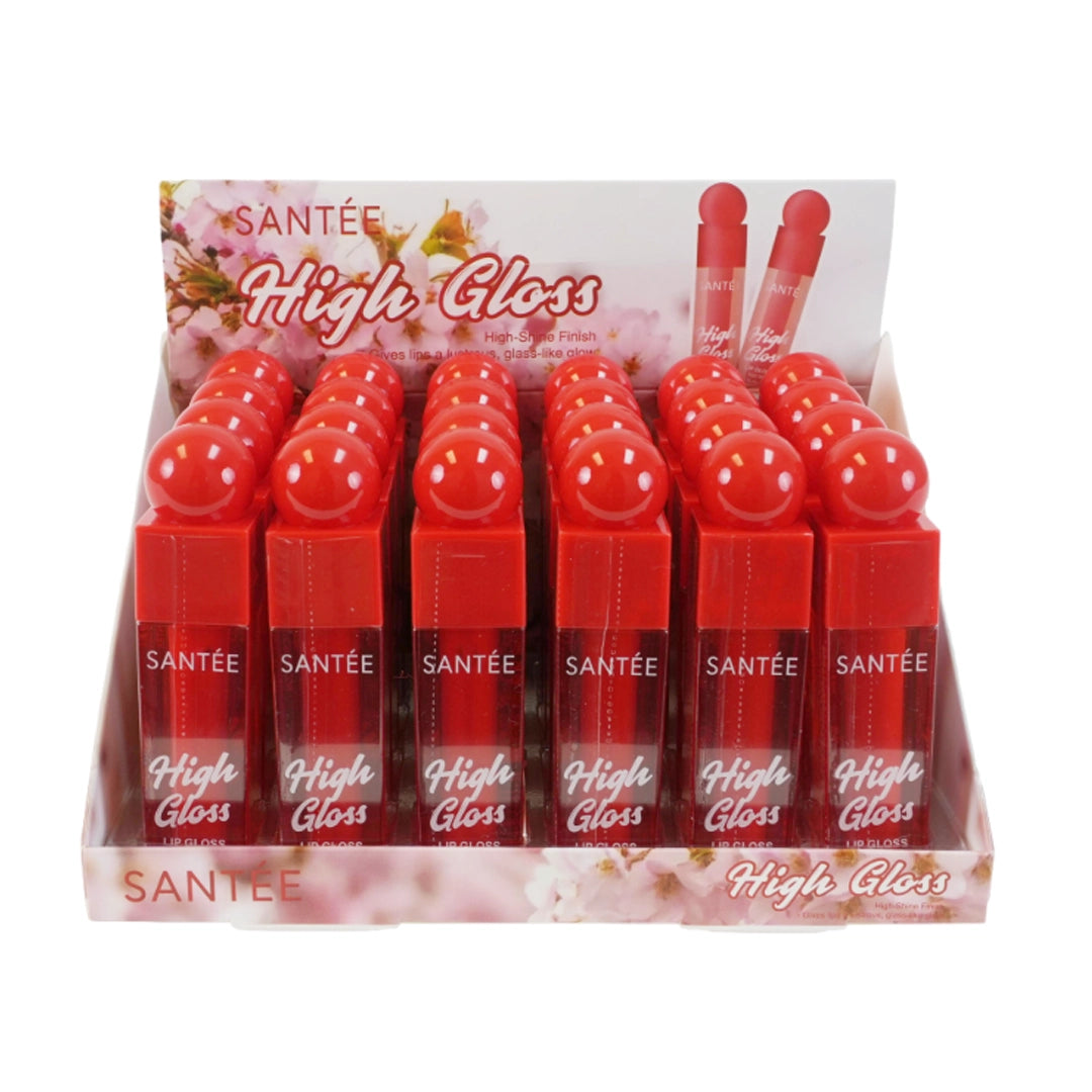 Santée High Gloss Lip Gloss – High-Shine Finish for Glass-Like Lips | Long-Lasting Hydrating Red Lip Gloss (LIG1)