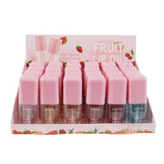 Santée Fruit Lip Oil Display Set – High-Pigment, Natural Finish Hydrating Lip Gloss (24pc Bulk Pack)