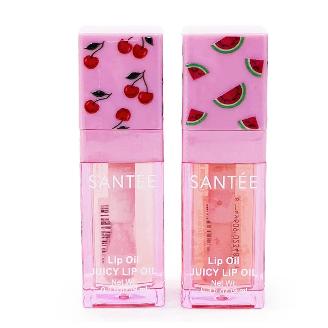 Santée Juicy Lip Oil Bulk Display Box | Hydrating Fruit Lip Gloss Set (24pc)