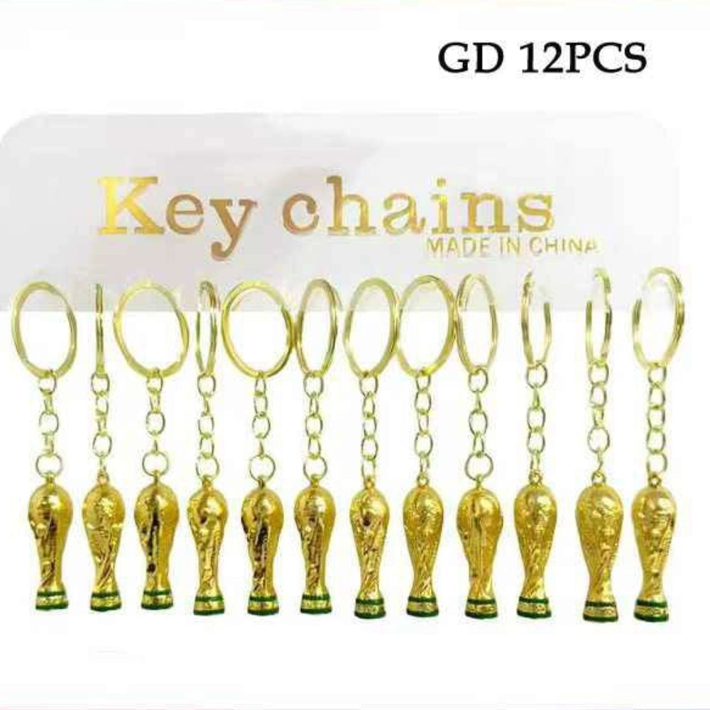 Miniature Championship Trophy Keyrings - Golden Soccer Fan Accessory - 12pc (LKC01)