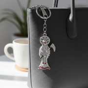Rhinestone Grim Reaper Keychain Set – Sparkling Holy Death Pendant Keyring – Gold & Silver Tone Gothic Charms (LKC08A)