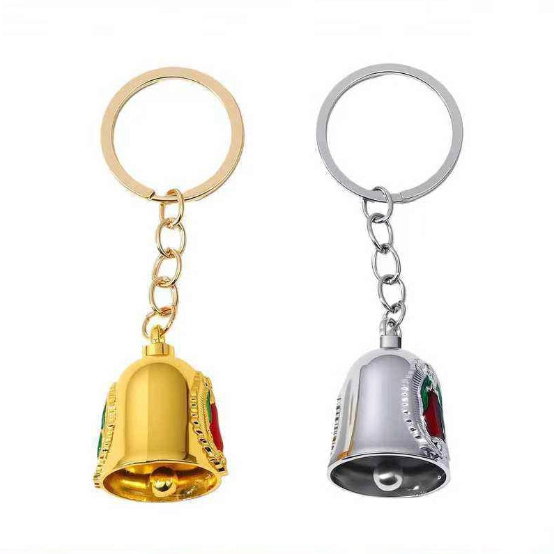Elegant Floral Engraved Bell Keychains - Gold & Silver Finish (12pc Set) (LKC09A)