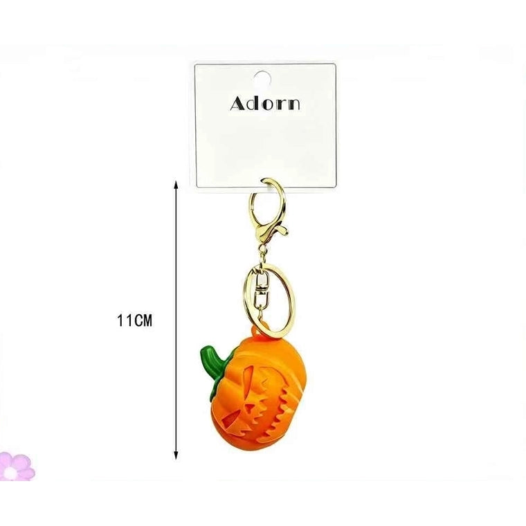 12-Piece Halloween Pumpkin Keychain Set – 3D Printed Jack-o'-Lantern Bag Charms & Keyrings (11cm) (LKC119)