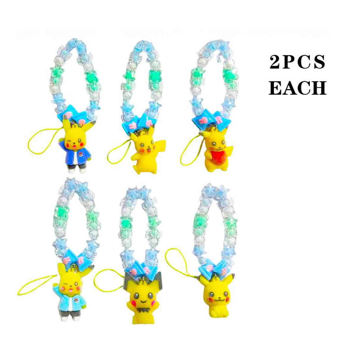 Beaded Yellow Anime Creature Phone Charm – Handheld Wrist Strap Lanyard (12-Piece Set) (LKC21A)