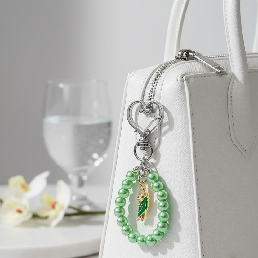 St. Jude Religious Pearl Bead Keychains Bulk – 8cm Catholic Patron Saint Thaddeus Pocket Rosary Keyrings with Heart Clasp, Assorted Colors, Christian Party Favors (Model LKC38A) (LKC38A)