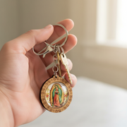 12-Pack Our Lady of Guadalupe Wooden Keychains - Bulk Religious Catholic Key Rings with Lobster Clasp (10cm) (LKC59)