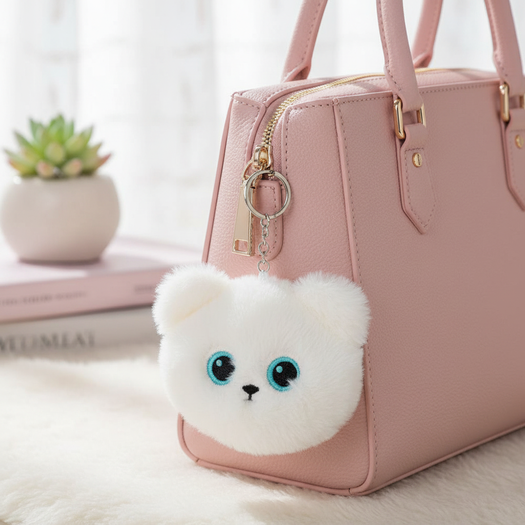 Cute Plush Cat Coin Purse & Keychain Pendant | Mini Plush Animal Coin Pouch & Bag Charm | Fuzzy Kitten Wallet (10cm) (LKC71)