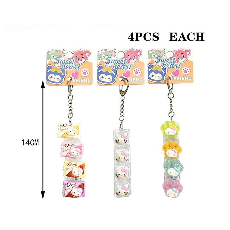 Kawaii Cartoon Paw & Character Liquid Keychain Set (12 Pack) – Cute Acrylic Floating Charm Keyring Bulk Pack for Backpacks & Party Favors (LKC95)