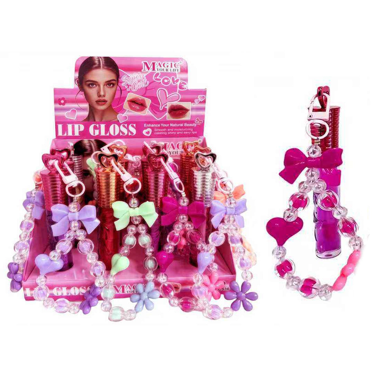 Magic Your Life Beaded Charm Lip Gloss Keychain (LLG11)