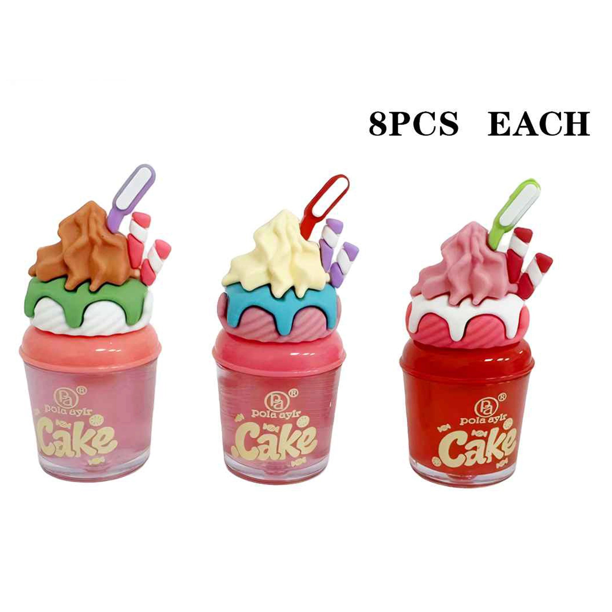 24pc Cake Lip Gloss Set – Long-Lasting Color Lock Lip Tint, Novelty Ice Cream Cup & Cake Shaped Lip Gloss, Hydrating Formula (LLG25)