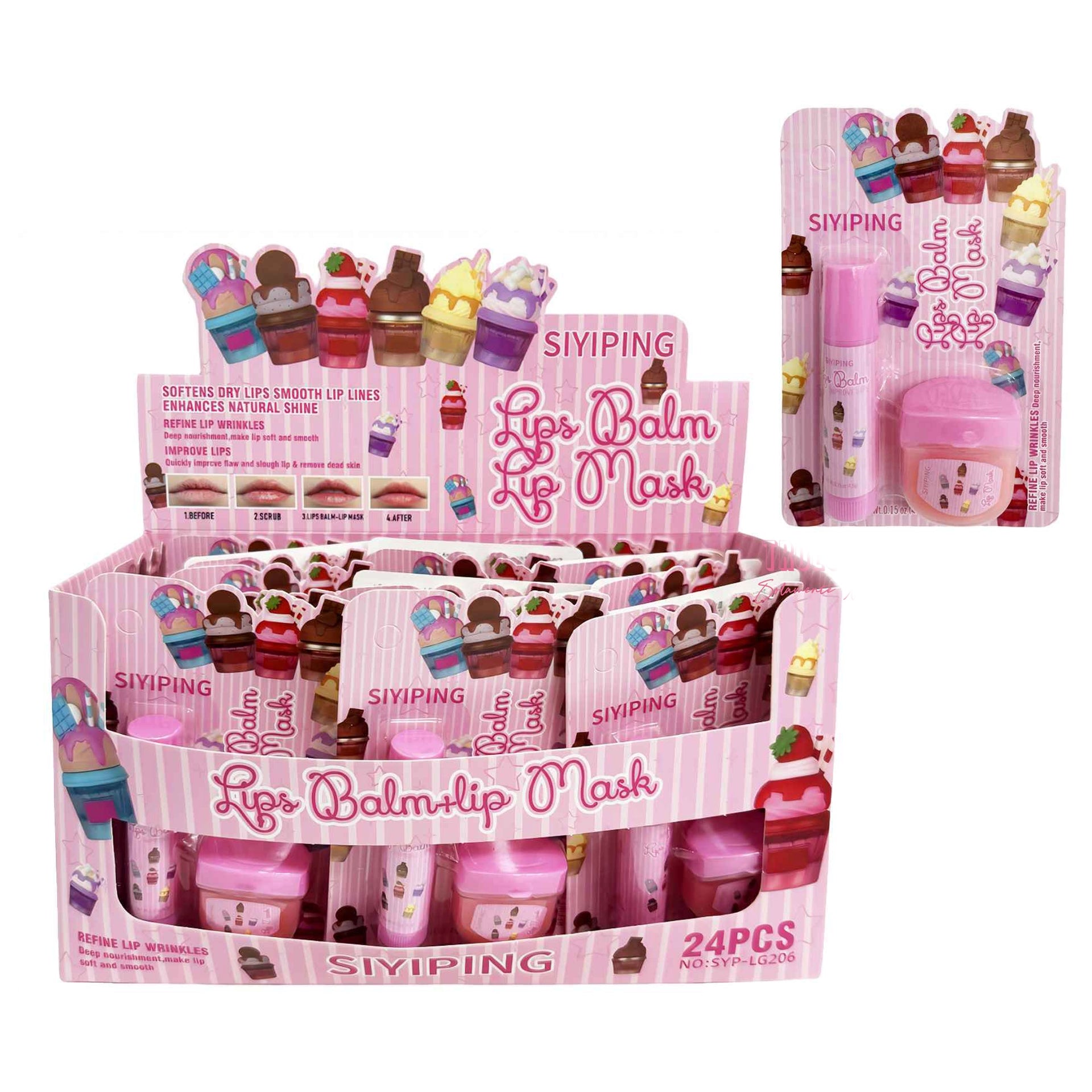 コスメティック・プレイラバー　リップセット 2-in-1 Lip Balm and Lip Mask Set (24-Pack Display Box) (LLG28