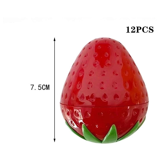 12-Piece Cute Strawberry Smoothing Moisture Hand Cream Jar Set (35g Each) – Hydrating Fruit Skin Care Bulk Display Box (LLG52)
