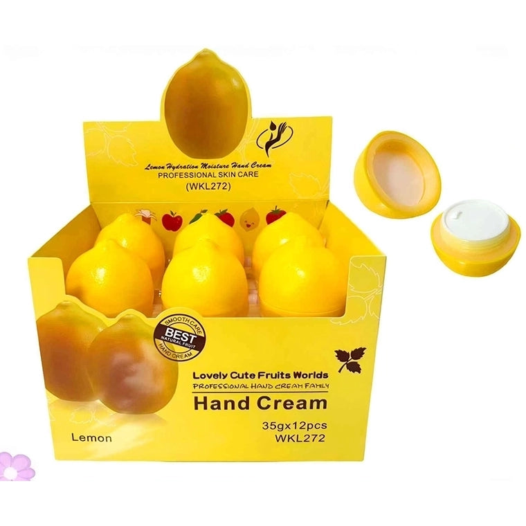 Lemon Shaped Hydrating Hand Cream Set – 12 Pack Cute Fruit Hand Lotion Containers (35g Each) (LLG54)