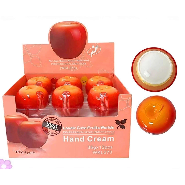 Red Apple Moisturizing Hand Cream (35g x 12 Pack) – Cute Fruit-Shaped Hand Lotion Bulk Display Set (LLG55)