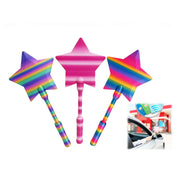 Star Wand Contactless Card Holder for Car | 36cm Long Reach Toll & Parking Pass Extension Stick | Rainbow & Pink RFID Card Grabber for Drive-Thru and Toll Booths (LN27)