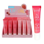 Santée Hydrating Lip Oil Display Box – Cherry & Strawberry Flavors, 24-Piece Set (15ml / 0.51 fl. oz Tubes)