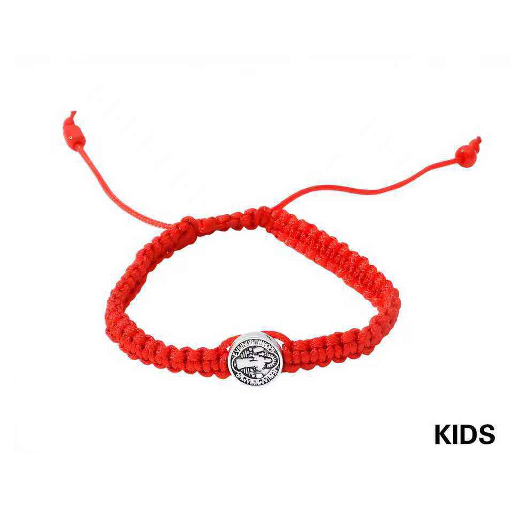 Red String Protection Bracelet for Kids – Saint Benedict Medallion Adjustable Cord – Mal de Ojo Protection, Religious Catholic Gift for Children (12 Pack) (LRB02A)