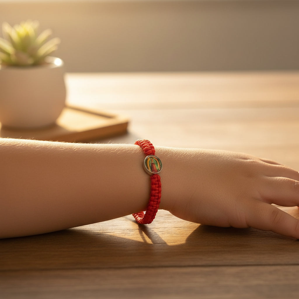 Handmade Red Braided Mal de Ojo Bracelet for Kids - Religious Protection Jewelry - 12pcs (LRB07A)