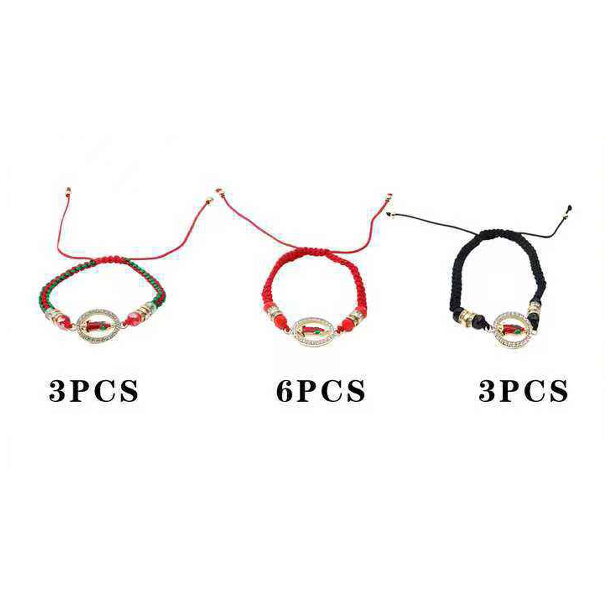 Our Lady of Guadalupe Red String Bracelet Set – Adjustable Braided Virgin Mary Protection Bracelets with Crystal Accents, Lucky Evil Eye Amulet, Religious Jewelry Gift, 12-Pack (LRB11A)