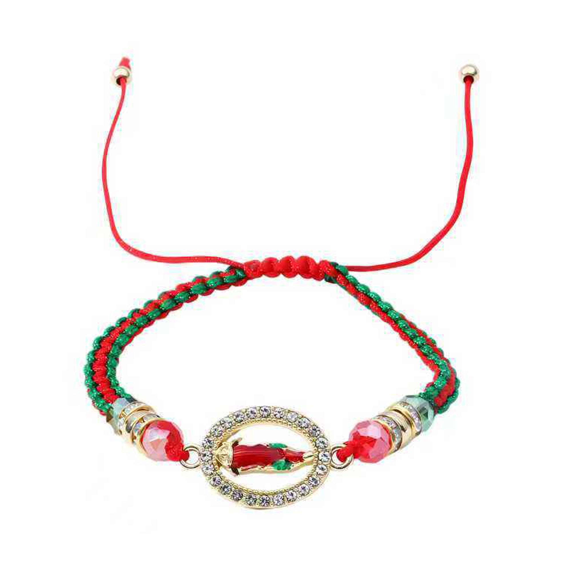 Our Lady of Guadalupe Red String Bracelet Set – Adjustable Braided Virgin Mary Protection Bracelets with Crystal Accents, Lucky Evil Eye Amulet, Religious Jewelry Gift, 12-Pack (LRB11A)