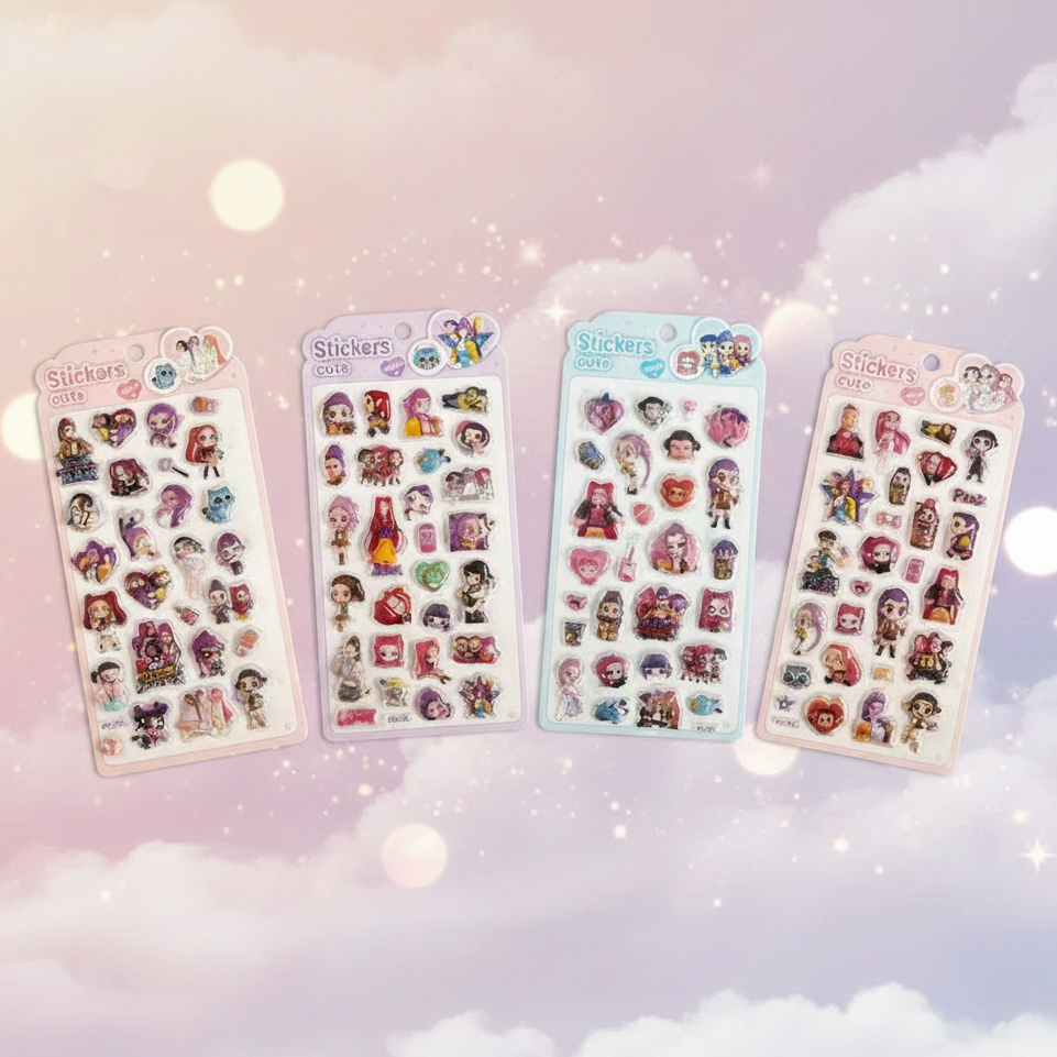 Cute Anime Girl 3D Puff Stickers – Bulk Assorted Kawaii Character Sticker Sheets for Scrapbooking, Crafts, Party Favors & Kids (LST29)