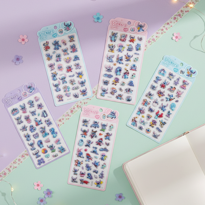 Cute Blue Alien Cartoon 3D Raised Foam Stickers (12 Sheets Set) – Decorative Craft Stickers for Journaling, School Supplies, Water Bottles & Gifts (LST30)