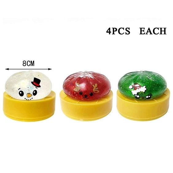 Christmas Dumplings Maltose Glitter Squishy Toys (8cm) – 12 Pack Holiday Stress Relief Fidget Toys for Kids & Adults (LT143)