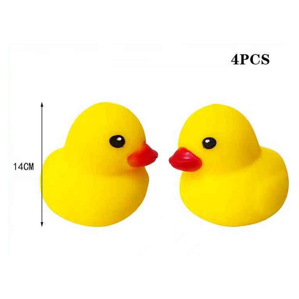 LT162 - 14cm Jumbo Yellow Rubber Duck Squishy Fidget Toy Set (4 Pack) | Super Soft Stress Relief Rubber Ducky Set
