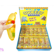 16cm Squeezy Banana Fidget Toy with Fruit Pieces - Stretchy Sensory Stress Relief Toy 12pcs (LT173)