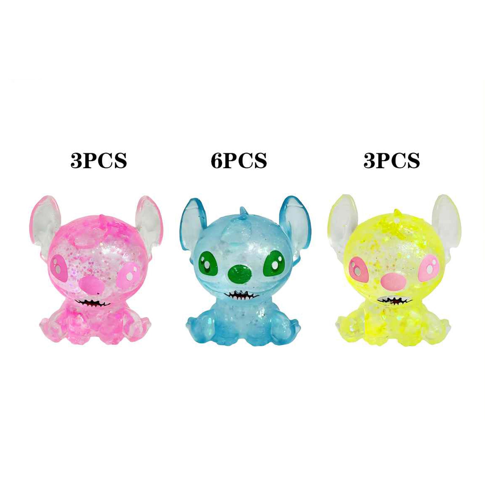 Pinch Family Alien Squishy Toy Set - 7cm Glitter Water Bead Squeeze Toy, Cute Character Stress Relief Sensory Fidget Toy for Kids and Adults