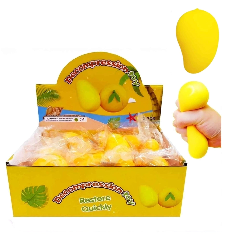 12-Pack Mango Stress Relief Squishy Toys - Slow Rebound Anti-Anxiety Fidget Toys for Kids & Adults (8.5cm) (LT91)