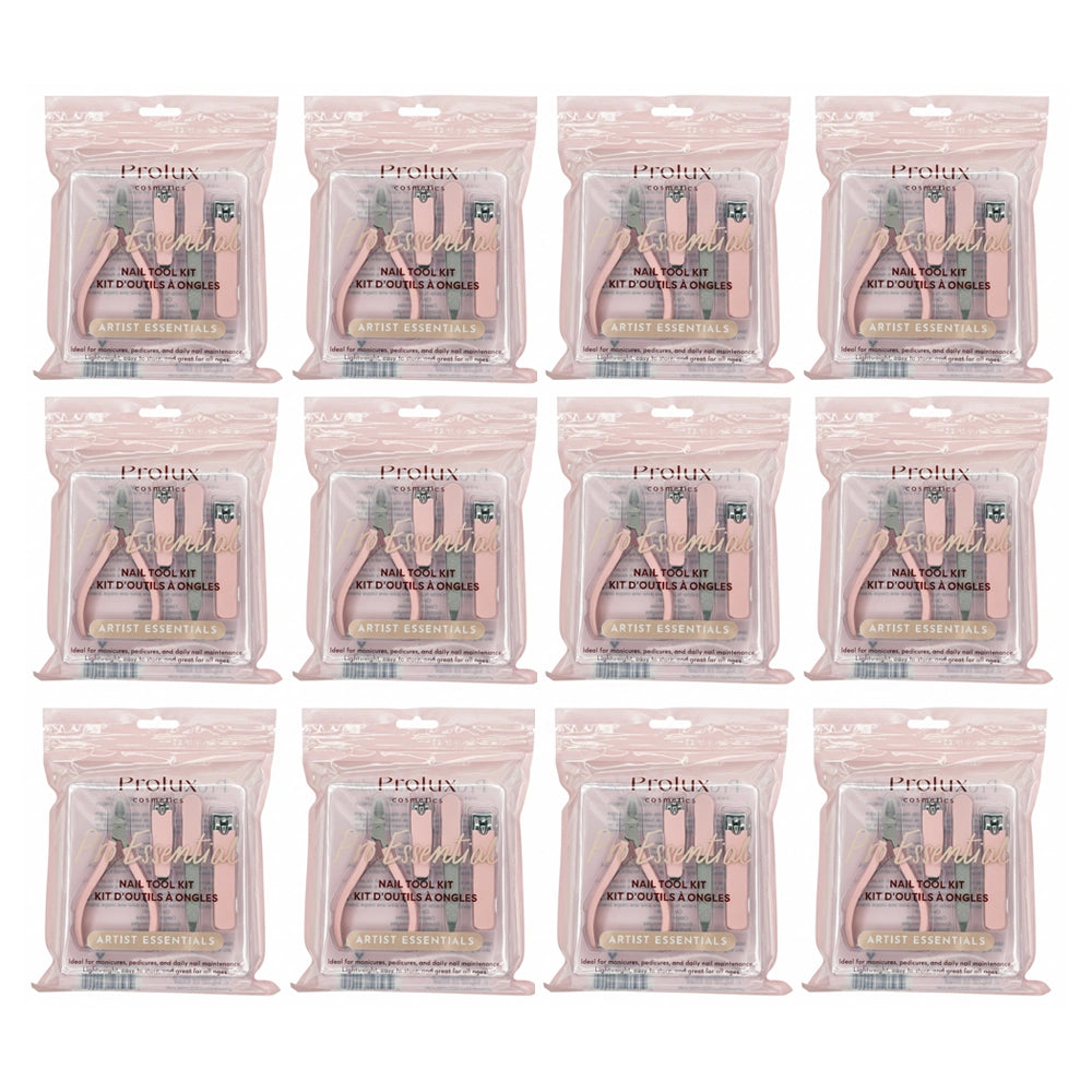 Prolux Cosmetics Pro Essential 4-Piece Nail Care Set – Pink Manicure & Pedicure Tool Kit