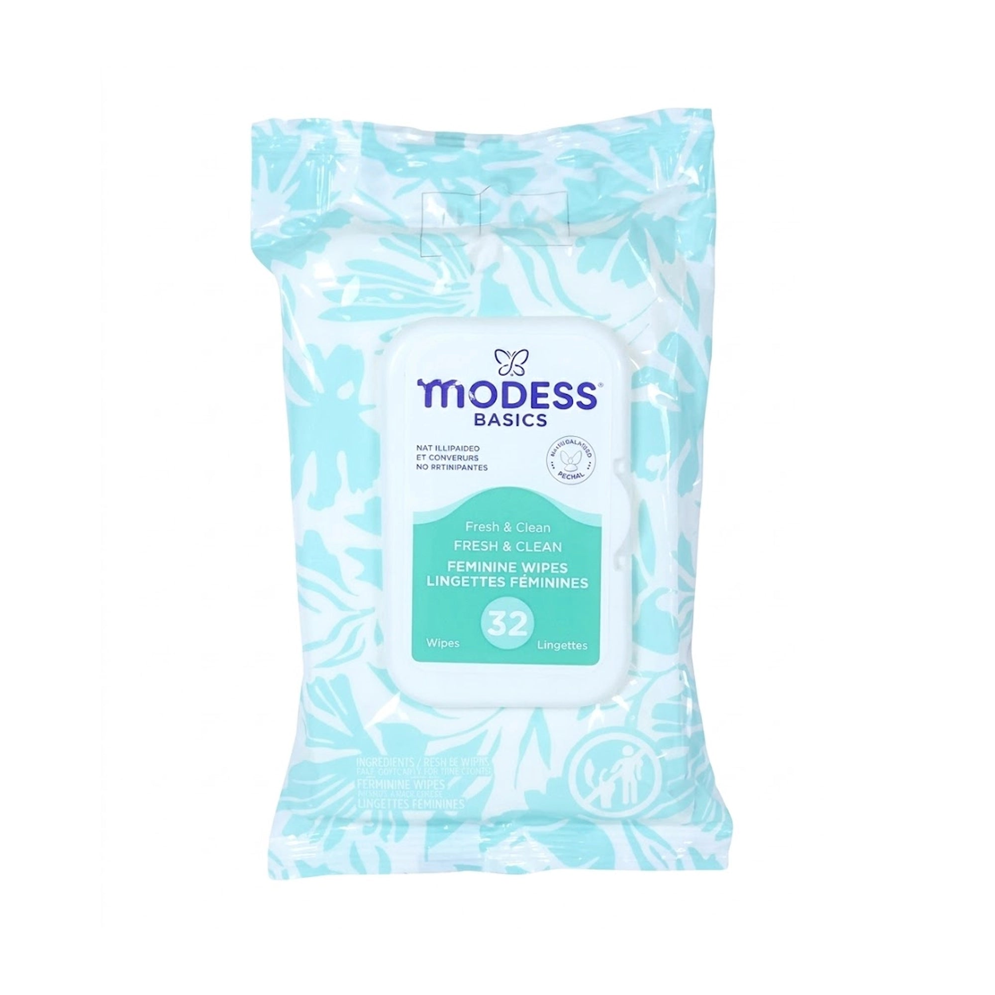 Modess Basics Feminine Wipes Fresh Scent, Flushable Wet Wipes for Women, 32 Count (Pack of 12)