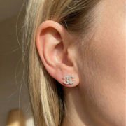 Sparkling Interlocking Letter Stud Earrings (MER-6544)